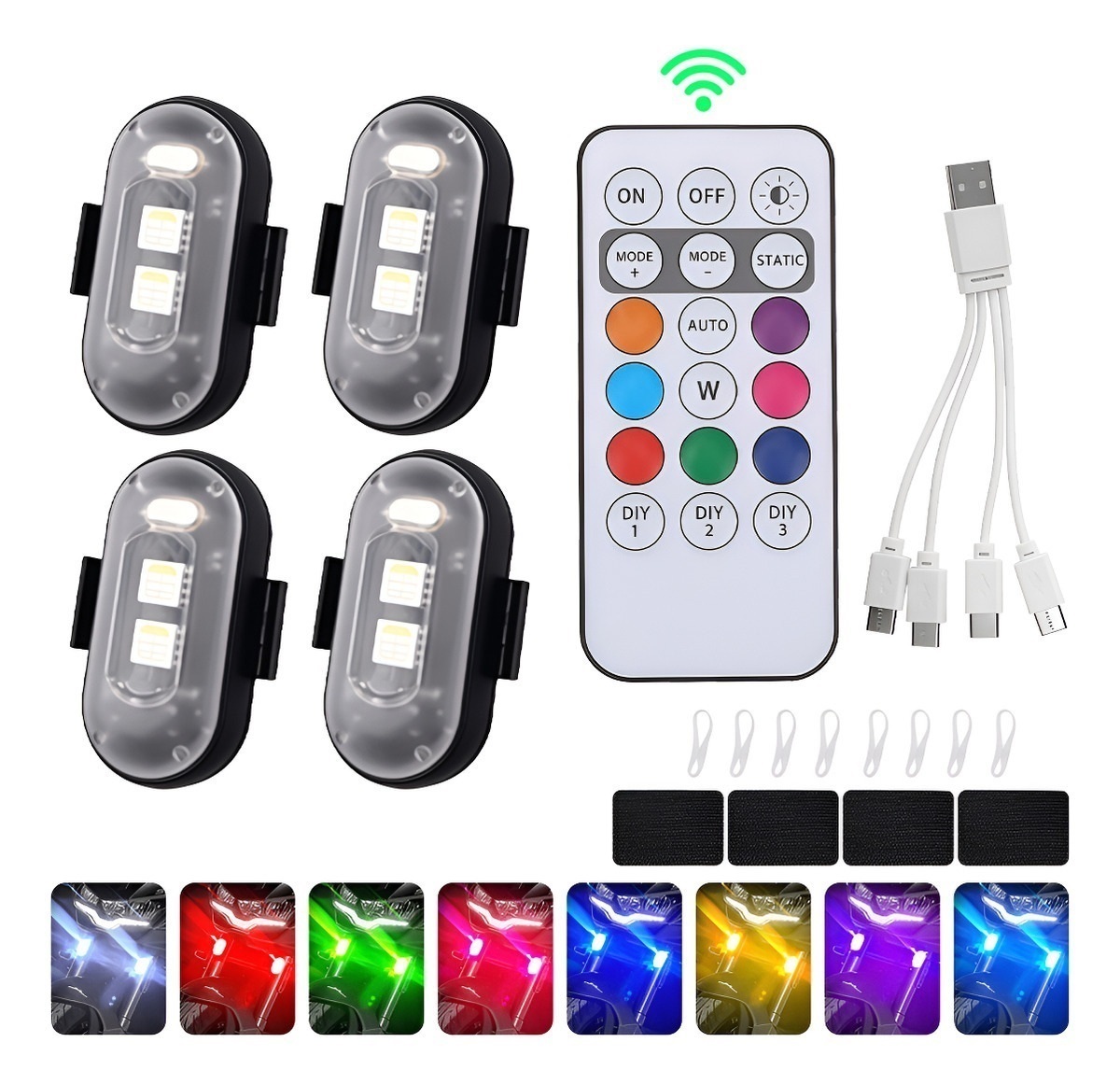 Drone Strobe Light - 4 Adet Uzaktan Kumandalı 8 Renkli